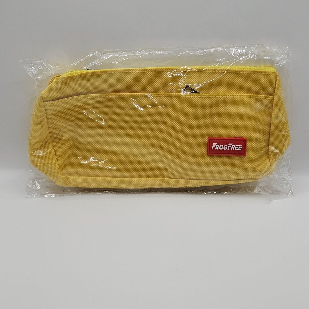 FrogFree Yellow Canvas Zipper Pencil Case Cosmetic Pouch Bag New Sealed